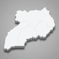 3d map with borders of regions Template for your design vector