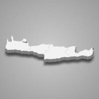 3d isometric map of Crete is a region of Greece vector