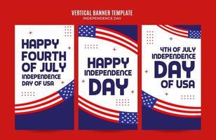 Happy 4th of July - Independence Day USA Web Banner for Social Media Vertical Poster, banner, space area and background vector