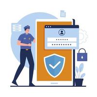 Flat design of global data security concept vector