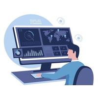 Flat design of monitoring system concept vector