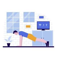 Flat design of man exercise at home vector