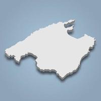 3d isometric map of Mallorca is an island in Balearic Islands vector