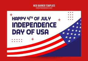 Happy 4th of July - Independence Day USA Web Banner for Social Media Poster, banner, space area and background vector