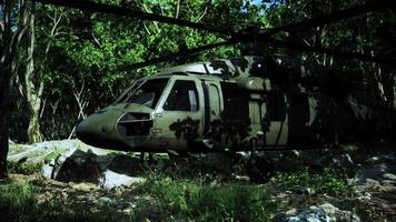 Military helicopter in deep jungle video