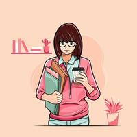 Young girl feeling happy from her work vector illustration free download