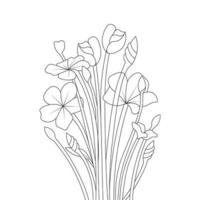 blossom seasonal flower coloring page book of motif with line drawing outline vector