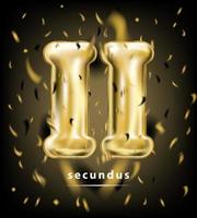 Festive rating roman digit two, gold balloon and foil confetti on the black background vector