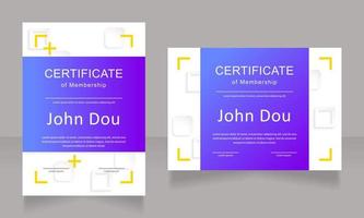 Memberships certificate design template set vector