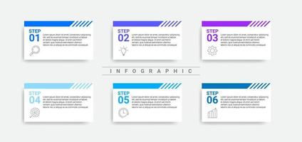 infografía de línea de tiempo empresarial simple con proceso empresarial de 6 pasos en color azul vector