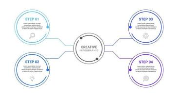 diseño infográfico creativo con 4 iconos y opciones para los pasos del proceso empresarial vector