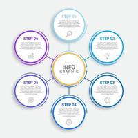 circle and line infographic design with 6 options vector