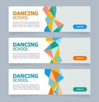 Dancing school classes promotion web banner design template vector