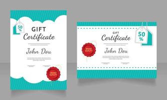 Discount gift certificate design template set vector