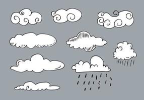 Hand drawn weather collection. Flat style vector illustration on gray background.