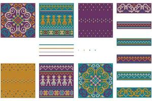 Grandmas New Year bunddle of Christmas patterns for Ugly Sweater vector