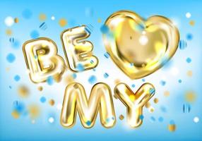 Be My Valentine blue banner with confetti vector