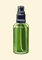 Medicinal green glass sprayer, hand drawn sketch art vector