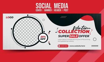 Winter Fashion sale social media cover banner header post vector template design