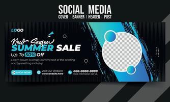 diseño de plantilla de vector de publicación de encabezado de banner de portada de redes sociales de venta de moda de verano