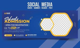 Modern School Admission social media cover banner header post vector template
