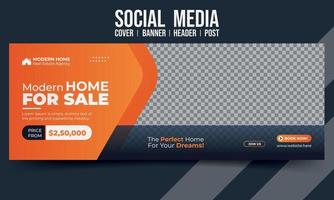 Modern home sale business social media cover banner header post design vector template