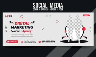 Digital marketing agency social media cover banner header post vector template