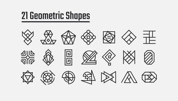 Simple decorative ethnic geometric shapes design set vector