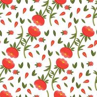 bright seamless pattern with red flowers vector