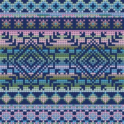 Cool Colors Seamless Pattern of Christmas Ugly Sweater, gradient background