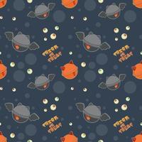 Monsters lolipops of Halloween. Seamless pattern of Trendy Pop Art style, dark background vector