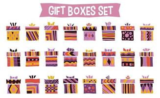 Colored Gift Boxes in Fun Cartoon Style vector