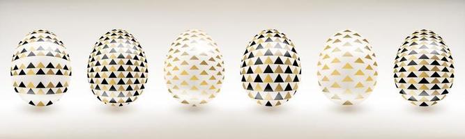 huevo de pascua de porcelana blanca con decoración dorada y negra vector