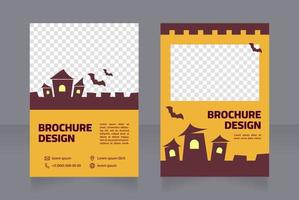Halloween holiday conducting blank brochure design. Template set with copy space for text. Premade corporate reports collection. Editable 2 paper pages vector