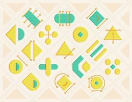 Colorful convex geometric shapes design set vector