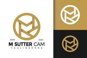 Letter M Shutter Camera Logo Design Vector Template