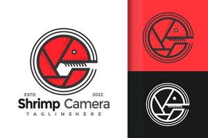 Shrimp Camera Logo Design Vector Template