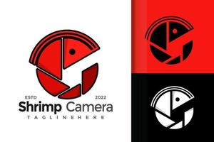 Shrimp Shutter Camera Logo Design Vector Template