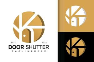 Door Camera Shutter Logo Design Vector Template