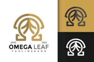 Omega Leaf Creative Logo Design Vector Template