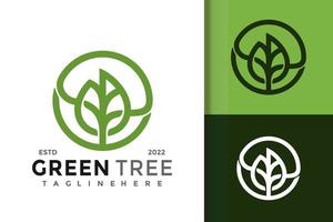 plantilla de vector de diseño de logotipo de gota de árbol verde