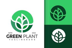 Green Plant Leaf Logo Design Vector Template