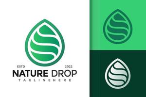 Nature Drop Health Logo Design Vector Template