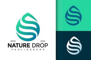 Letter S Nature Drop Wave Logo Design Vector Template