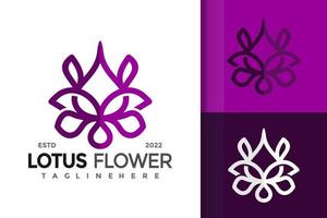 plantilla de vector de diseño de logotipo elegante de yoga de loto de naturaleza