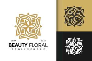 plantilla de vector de diseño de logotipo floral de belleza de lujo