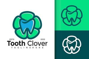 Tooth Dental Clover Care Logo Design Vector Template