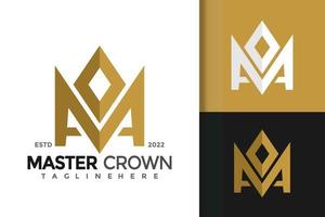 plantilla de vector de diseño de logotipo de corona de letra ma
