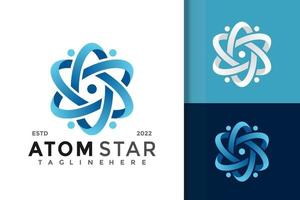 Nucleus Atom Star Logo Design Vector Template