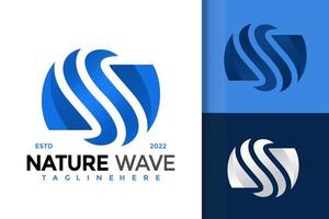 plantilla de vector de diseño de logotipo de onda de naturaleza de letra s